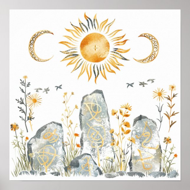 Celtic Mythology and Sun Symbols Litha Poster (Front)