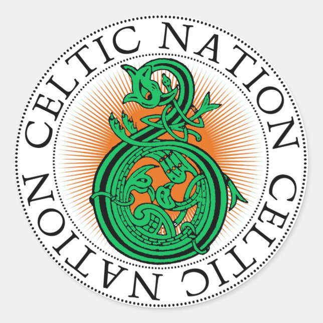 Celtic Nation St Patrick's Day Dragon Classic Round Sticker (Front)