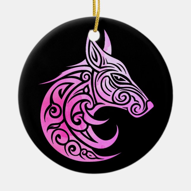 Celtic Nordic Fox Ceramic Ornament (Front)