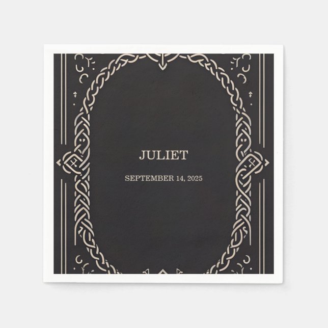 Celtic Nordic Fun Mediaeval Scroll Bridal Shower Napkin (Front)