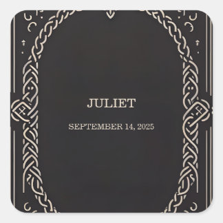 Celtic Nordic Fun Mediaeval Scroll Bridal Shower Square Sticker