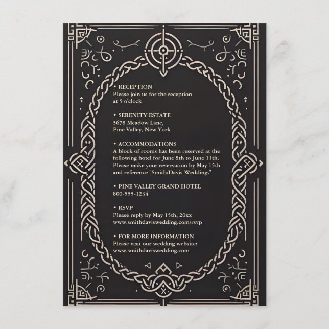 Celtic Nordic Mediaeval Scroll Viking Wedding Enclosure Card (Front)