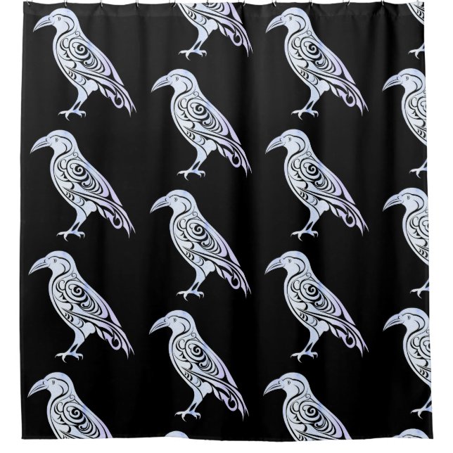 Celtic Nordic Winter Raven Crow Shower Curtain (Front)
