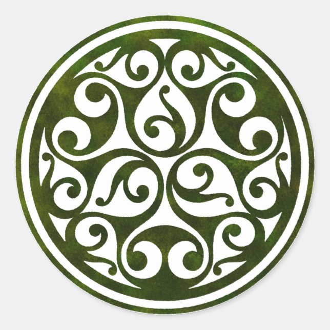 Celtic ornament design from mosspathstoneworks.com classic round sticker (Front)