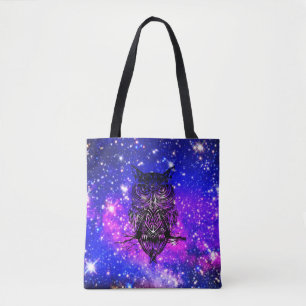 Celtic owl universe tote bag