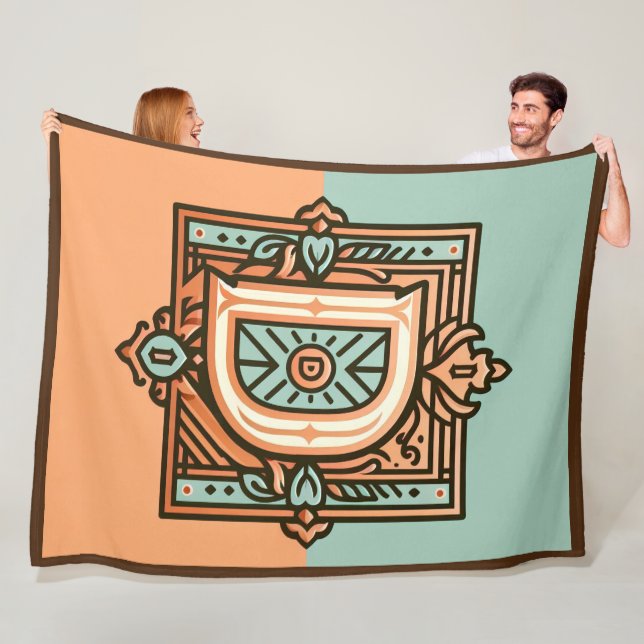 Celtic Pastel Letter "D" Large Fleece Blanket (In Situ)