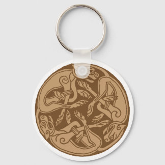 Celtic pattern with dogs - brown key ring