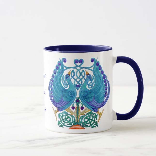 Celtic Peacocks Royal Ringer Mug (Right)