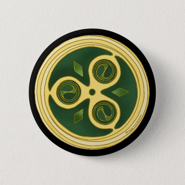 Celtic Pins and Buttons Green Spiral Discs Design (Front)