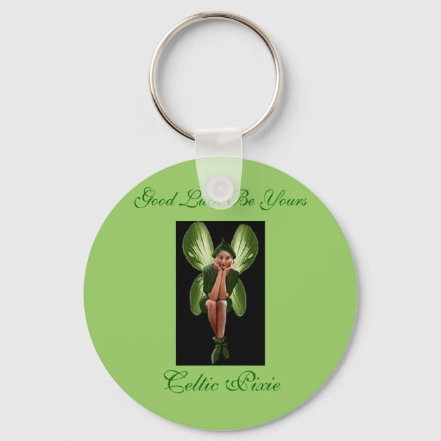 Celtic Pixie, Good Luck Be Yours Key Ring (Front)