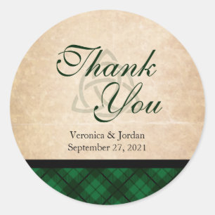 Celtic Plaid Thank You Stickers