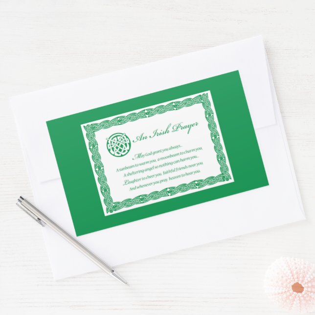 Celtic Prayer St. Patrick's Day Rectangular Sticker (Envelope)
