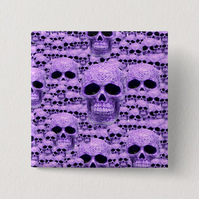 Celtic purple skull collage 15 cm square badge (Front)