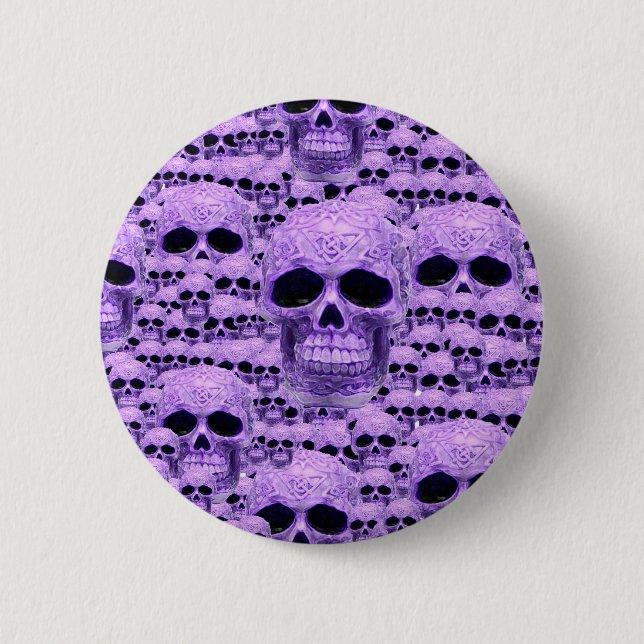 Celtic purple skull collage 6 cm round badge (Front)