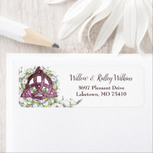 Celtic Purple Triquetra Watercolor Floral Address Return Address Label