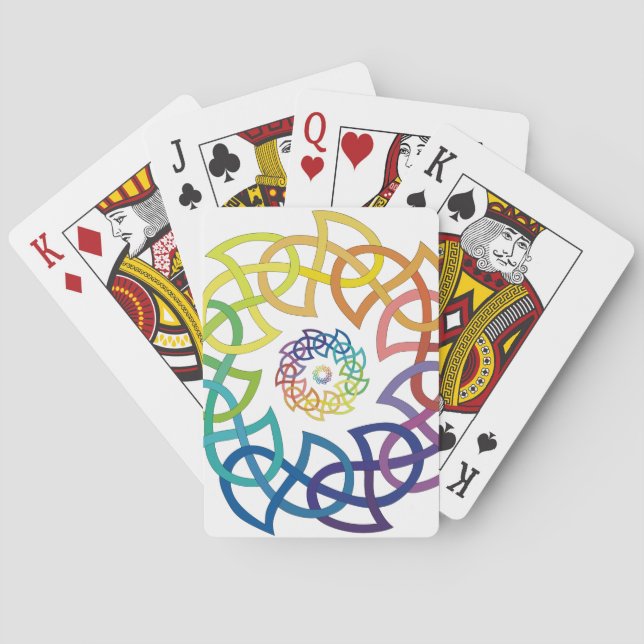 Celtic Rainbow Knotwork Rings Playing Cards (Back)