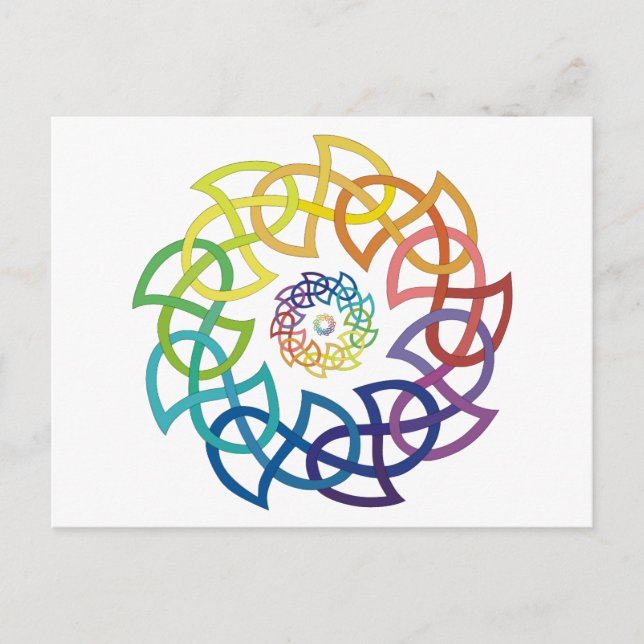 Celtic Rainbow Knotwork Rings Postcard (Front)