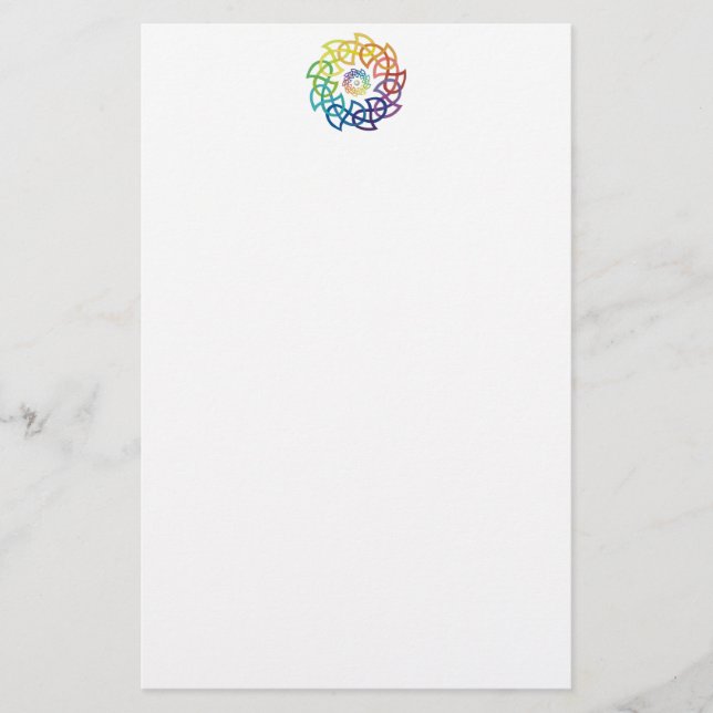 Celtic Rainbow Knotwork Rings Stationery (Front)