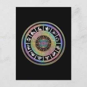 Celtic Rainbow Zodiac Mandala Postcard