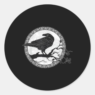Celtic Raven Viking Wisdom Tattoo Art  Classic Round Sticker