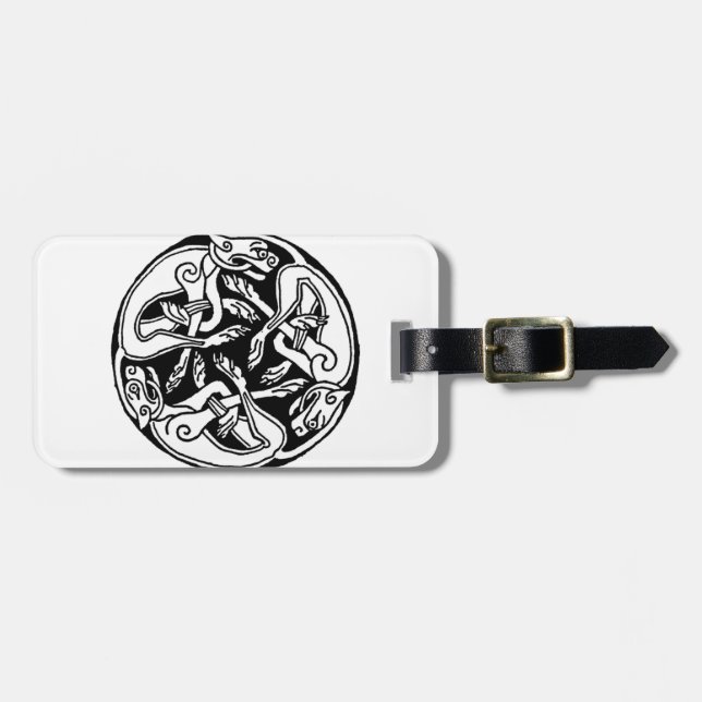 Celtic rond chien luggage tag (Front Horizontal)