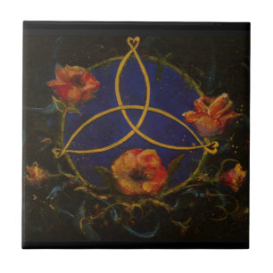 Celtic Rose Garden Night Knot Irish Maureen Girard Ceramic Tile