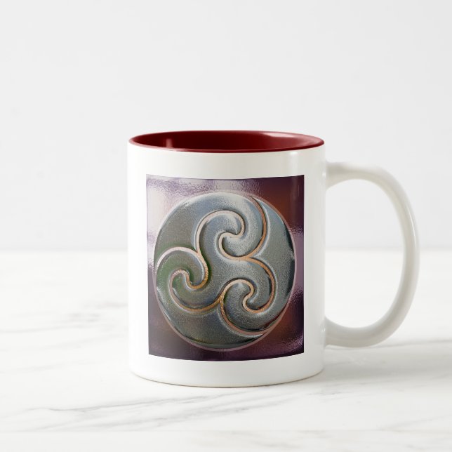 celtic round embossed triskele Two-Tone coffee mug (Right)