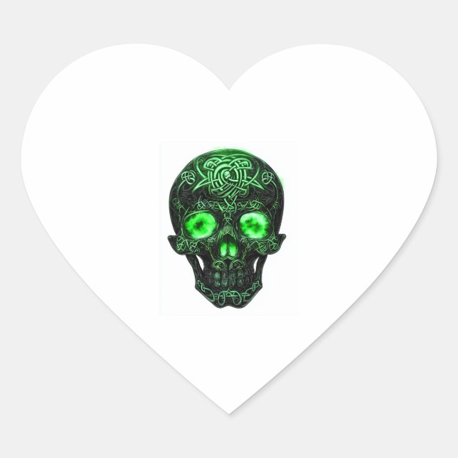 Celtic Rune Skull Heart Sticker (Front)