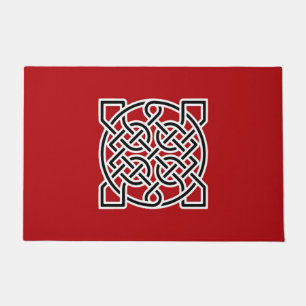 Celtic Sailor's Knot, Deep Red, Black and White  Doormat