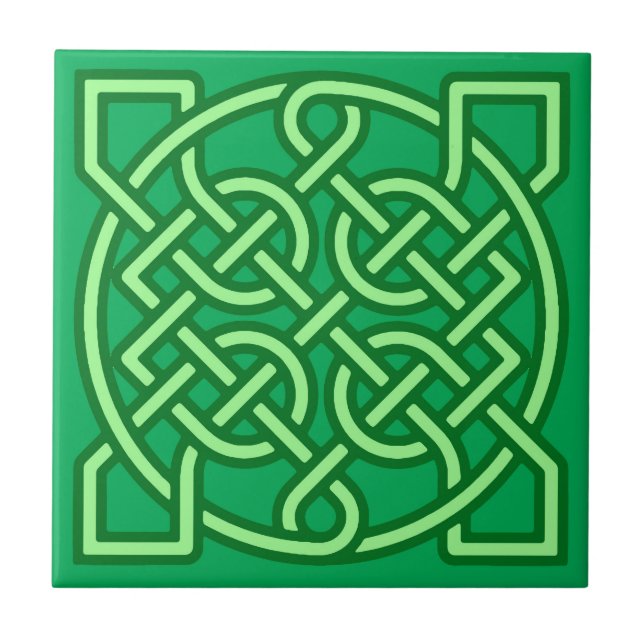 Celtic Sailor's Knot, Emerald and Lime Green   Ceramic Tile (Front)