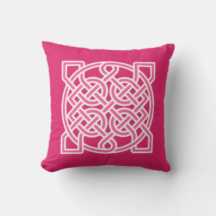 Celtic Sailor's Knot, Fuchsia Pink and White Cushion