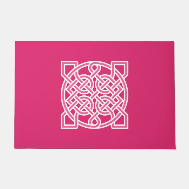 Celtic Sailor's Knot, Fuchsia Pink and White  Doormat (Front)