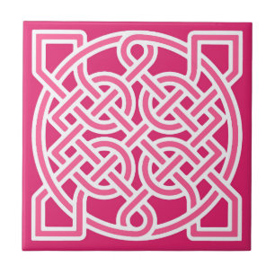 Celtic Sailor's Knot, Fuchsia Pink and White Tile