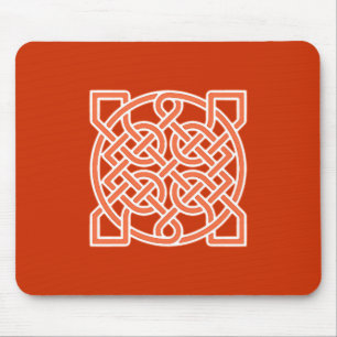 Celtic Sailor's Knot, Mandarin Orange and White  M Mouse Pad