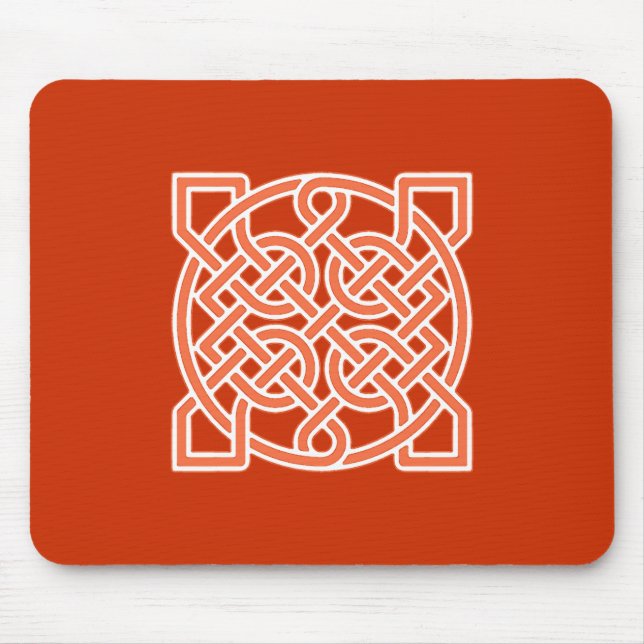 Celtic Sailor's Knot, Mandarin Orange and White  M Mouse Pad (Front)