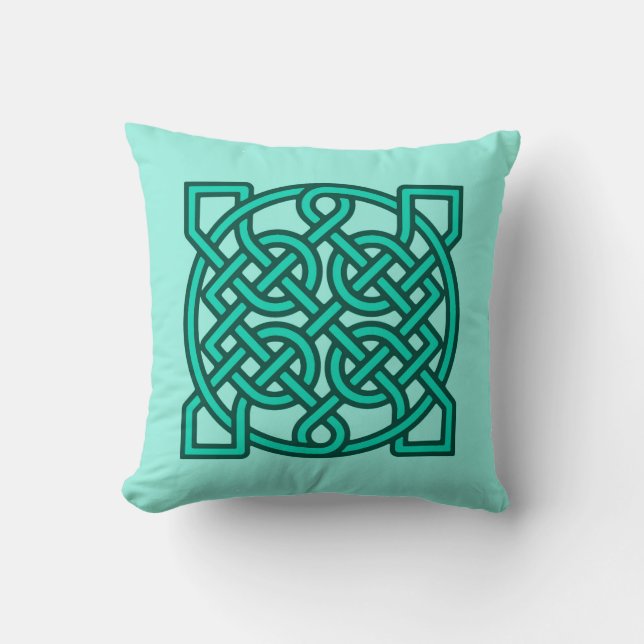 Celtic Sailor's Knot, Turquoise, Aqua and Teal Cushion (Front)