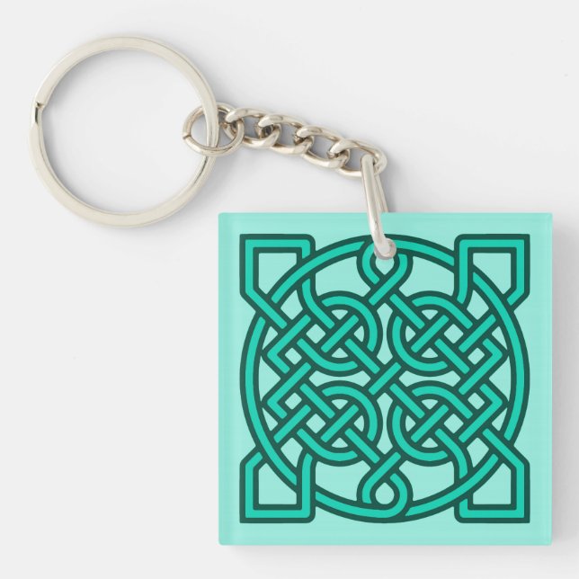 Celtic Sailor's Knot, Turquoise, Aqua and Teal Key Ring (Front)
