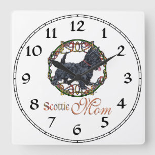 Celtic Scottish Terrier Mother Square Wall Clock
