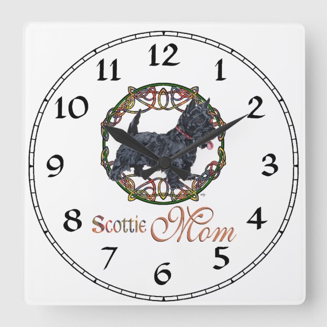 Celtic Scottish Terrier Mother Square Wall Clock (Front)