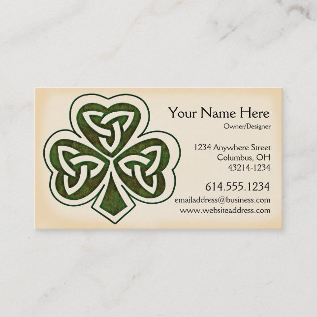 Celtic Shamrock Design 1 Irish Business Card (Front)
