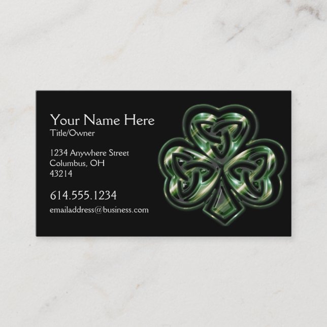 Celtic Shamrock Design 2 Irish Business Card (Front)