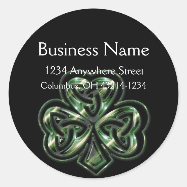 Celtic Shamrock Design 2 Round Address Labels (Front)
