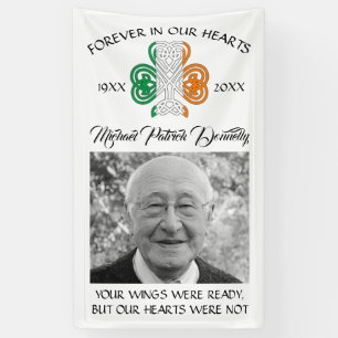 Celtic Shamrock Funeral Memorial Photo Banner