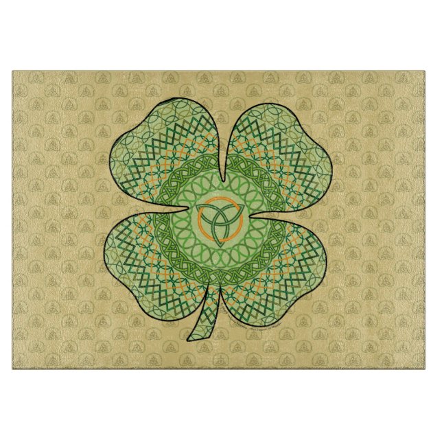Celtic Shamrock Glass Cutting Board (Front)