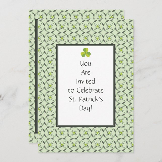 Celtic Shamrock Pattern St. Patrick's Day Party Invitation (Front/Back)