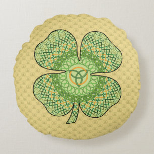 Celtic Shamrock Round Pillow