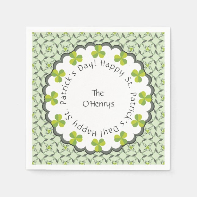 Celtic Shamrock St. Patrick’s Day Personalised Napkin (Front)