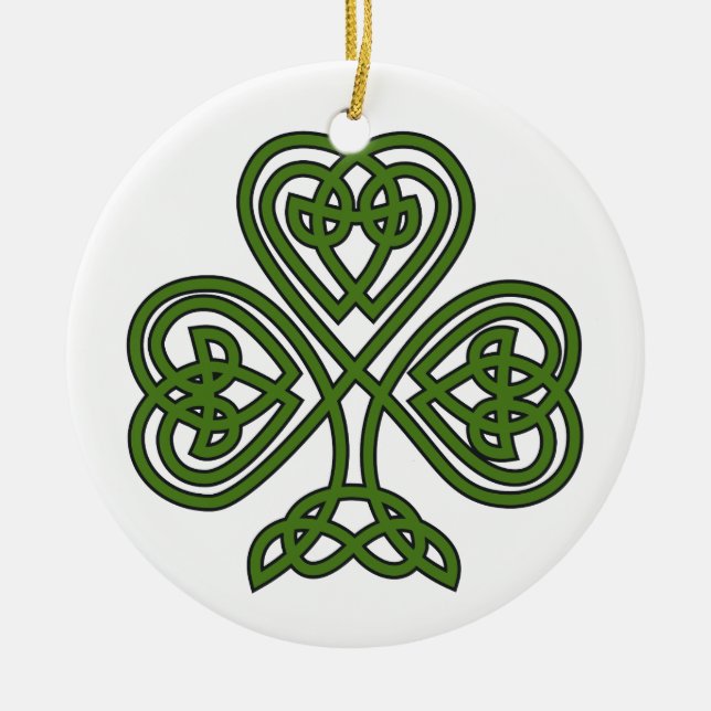 Celtic Shamrock - St Patricks Day Ceramic Ornament (Front)