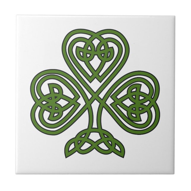 Celtic Shamrock - St Patricks Day Ceramic Tile (Front)