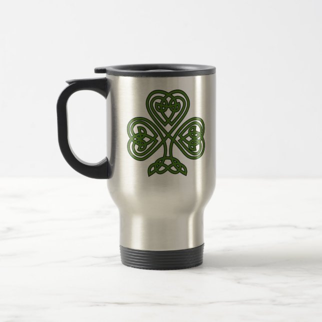 Celtic Shamrock - St Patricks Day Travel Mug (Left)